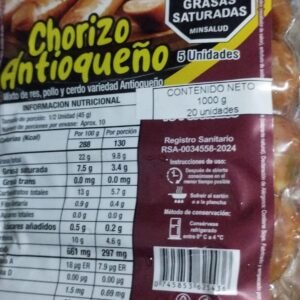 CHORIZO ANTIOQUEÑO 20 UNDS X50GR