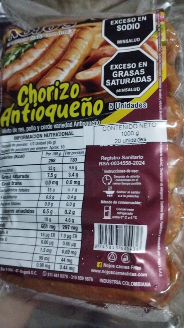 CHORIZO ANTIOQUEÑO 20 UNDS X50GR